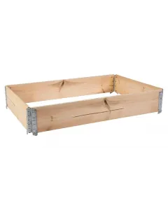 Gardol magaságyás (120×80×20 cm) nordikus tűlevelű fából, kb. 1,5 cm falvastagsággal fém sarokzsanérokkal erősített, stabil kiv