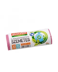 Háztartási célra Újrahasznosított pe szemeteszsák perforálás mentén leválasztható 15 db/csomag