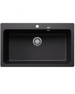 BLANCO Gránit mosogatótálca NAYA XL9 (fekete) Blanco gránit mosogatótálca 90 cm-es alsószekrényhez xl méretű medence tartós, karc- és hőálló anyag 1 db előfúrt csaptelephel
