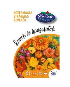 Vetési idő: április - május növénymagasság: 60-80 cm Összetétele: calendula, tagetes, zinnia, coreopsis, cosmos sulph. stb.