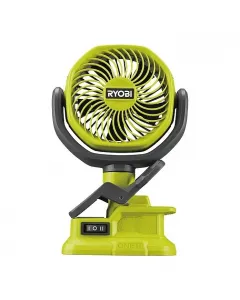 18 v-os ryobi akkus ventilátor kompakt és hordozható kialakítás, gumírozott rögzítőbilincs 2 sebességfokozat, 10 cm-es ventilátor
