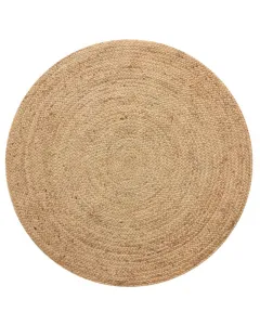 Boho juta szőnyeg 100% juta anyagból natúr szín, letisztult megjelenés kerek forma, Ø100 cm átmérő természetes, környezetbarát a