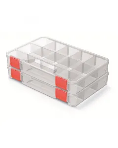 Kistenberg szortimenter szett ksqs1 két darab kompakt, átlátszó tárolódoboz (275 × 186 × 41 mm) 8 kivehető elválasztó, összesen 
