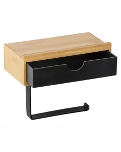 Wenko wc-papír tartó bambusa természetes kialakítással praktikus polc és fiók  kompakt méret: 18.5 cm x 14 cm x 10.5 cm  stabil, k