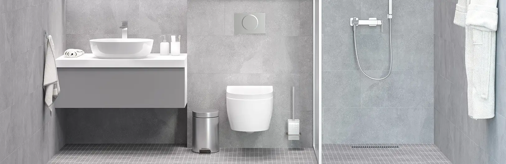 Falba &eacute;p&iacute;thető WC-tart&aacute;ly a f&uuml;rdőszob&aacute;ban. 